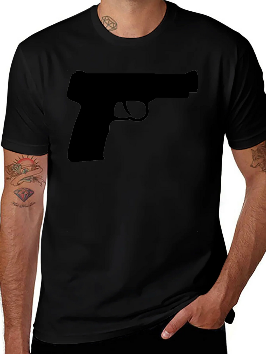 Gun Silhouette T-Shirt - Classic Black Tee product image 1