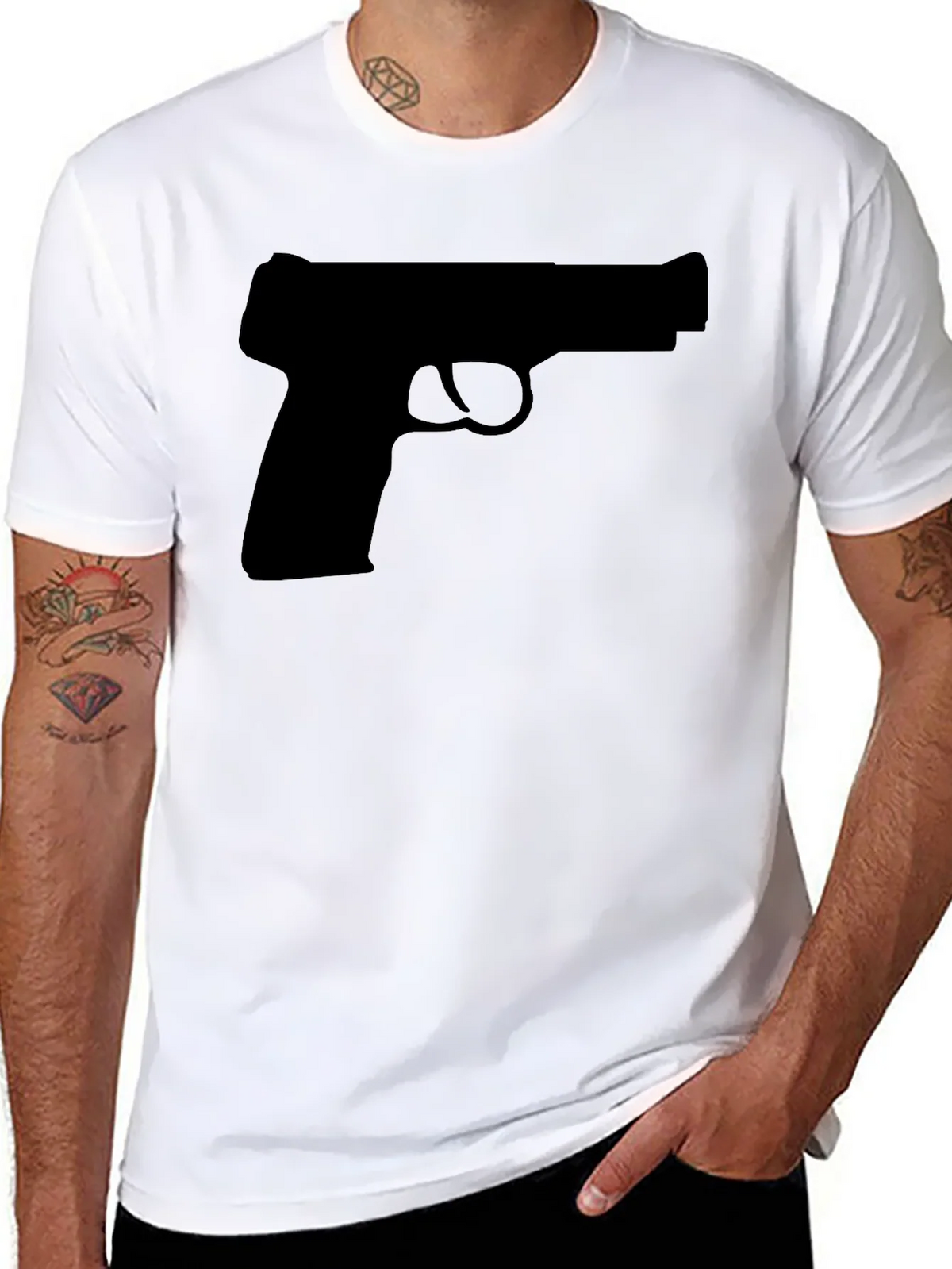 Gun Silhouette T-Shirt - Classic Black Tee product image 7