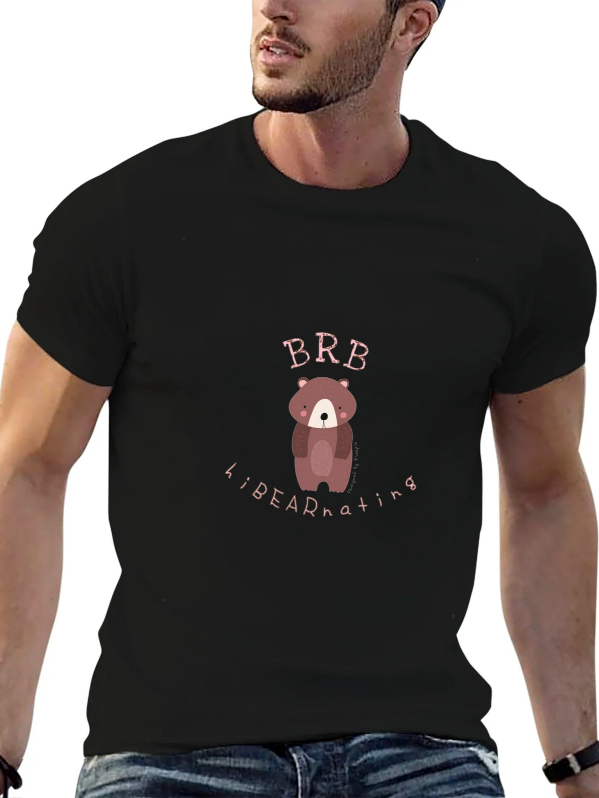 Bear Hibernating Black Graphic Tee product image 6