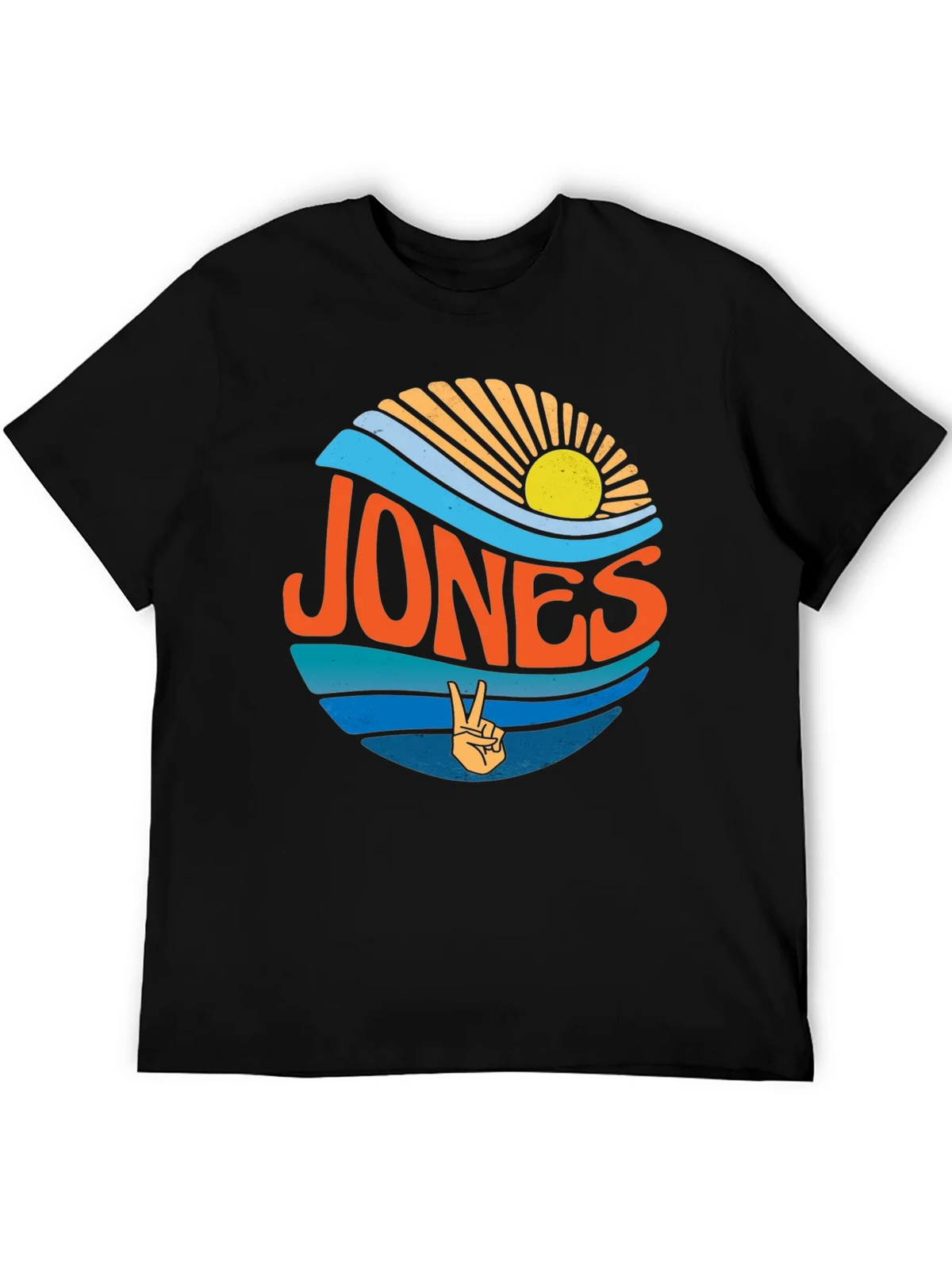 Retro JONES T-Shirt Surf Design Peace Sign Black Tee product image 2