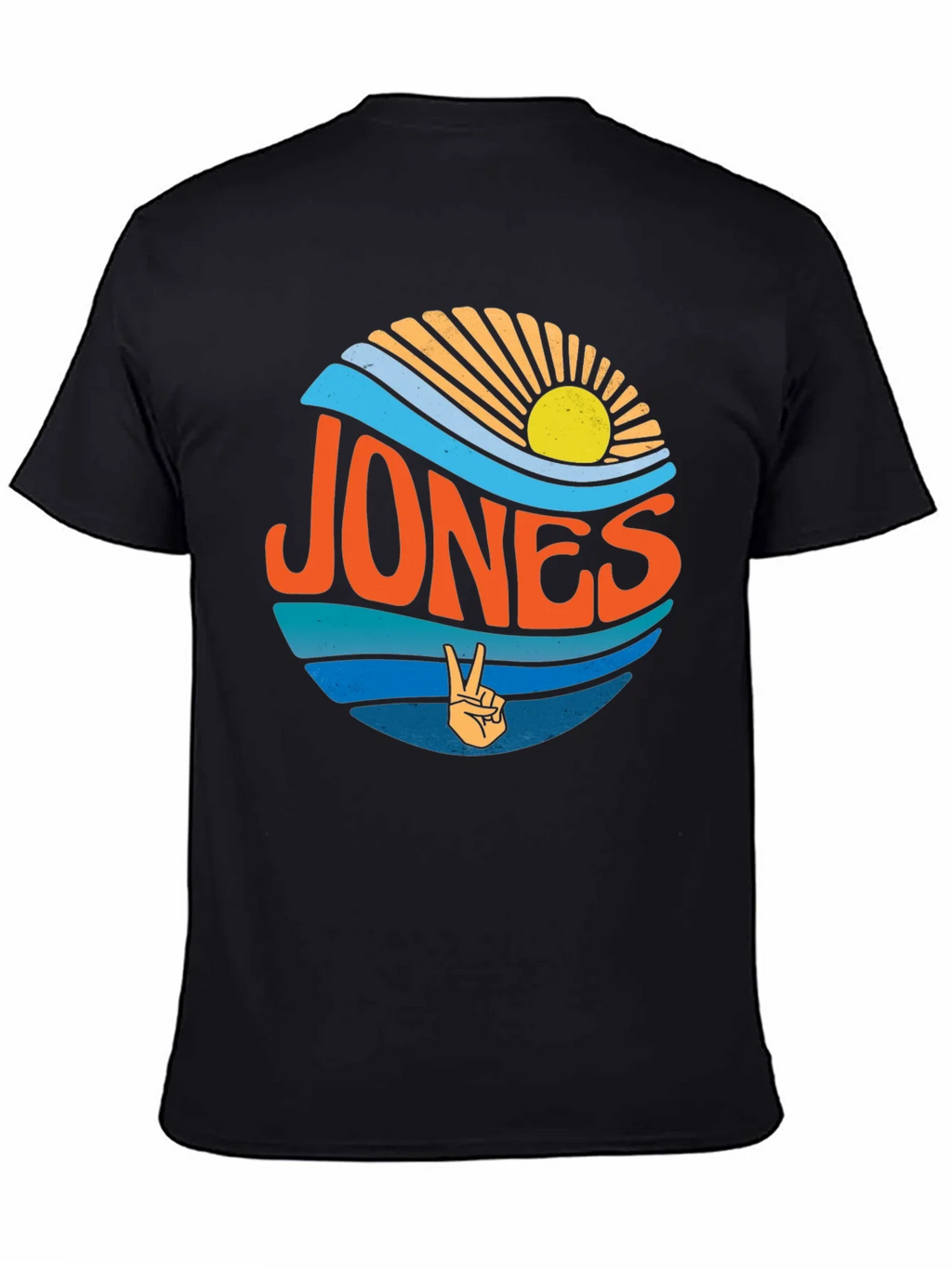 Retro JONES T-Shirt Surf Design Peace Sign Black Tee product image 1