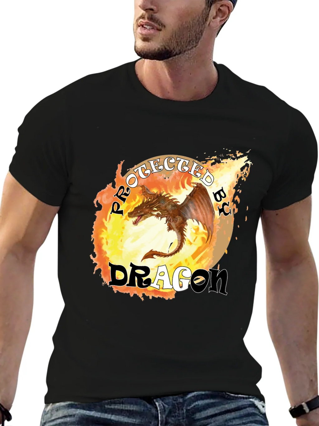 Protected by Dragon T-Shirt: Fiery Design product image 1