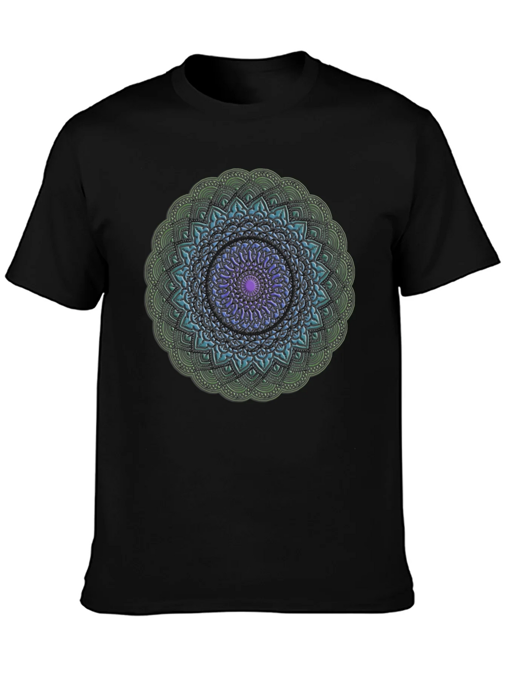 Mandala Design Black T-Shirt product image 3