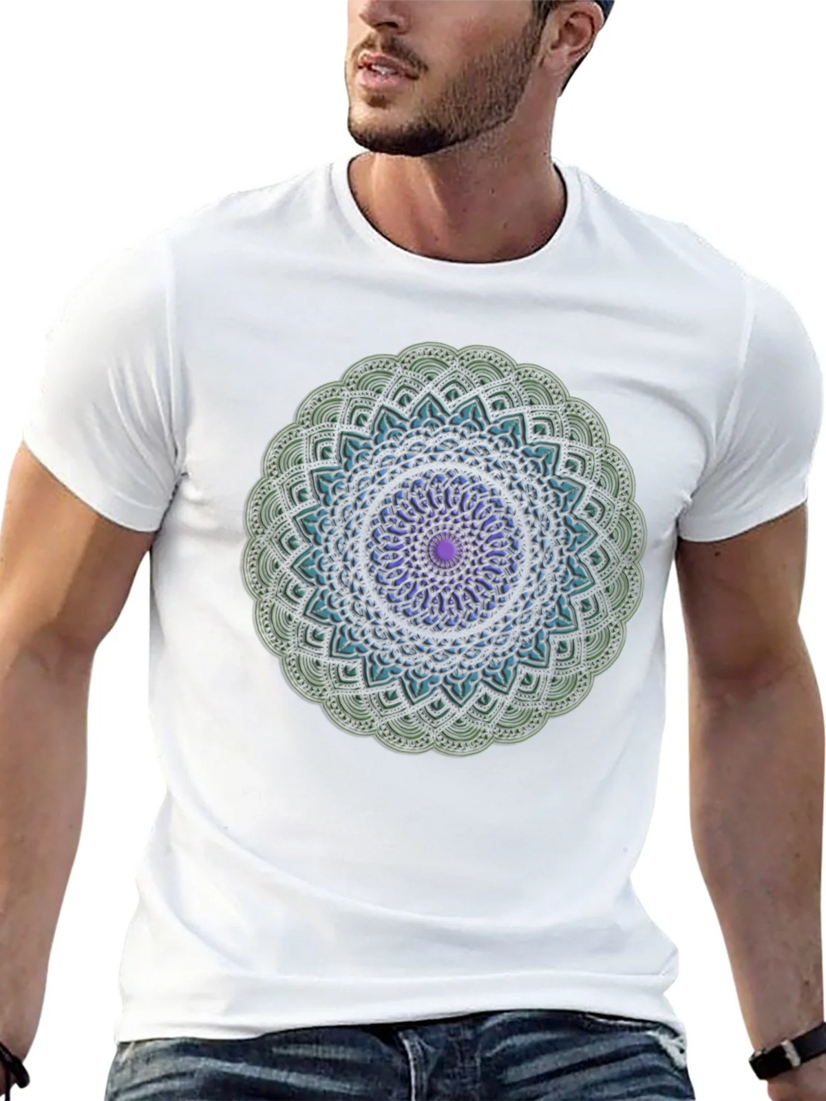 Mandala Design Black T-Shirt product image 12