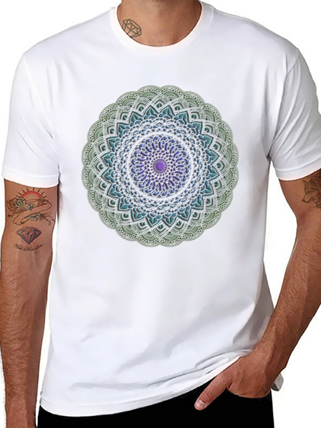 Mandala Design Black T-Shirt product image 7