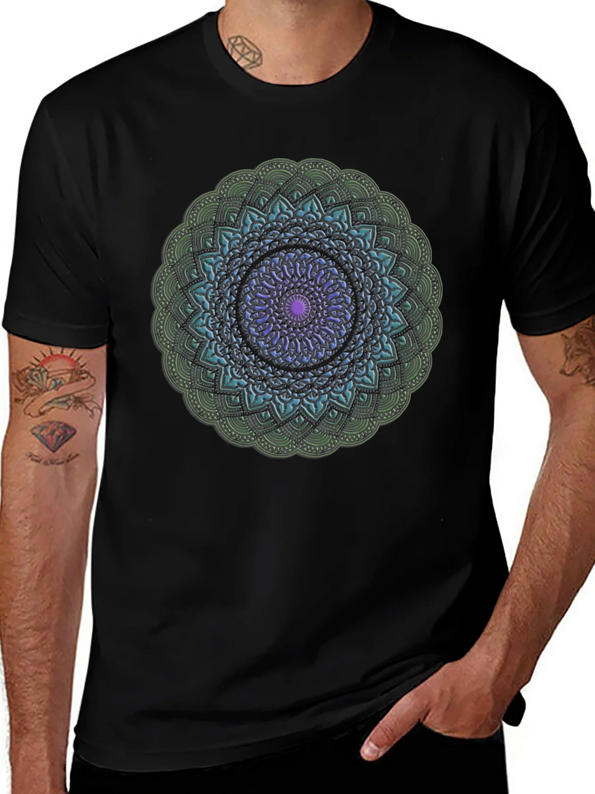 Mandala Design Black T-Shirt product image 1
