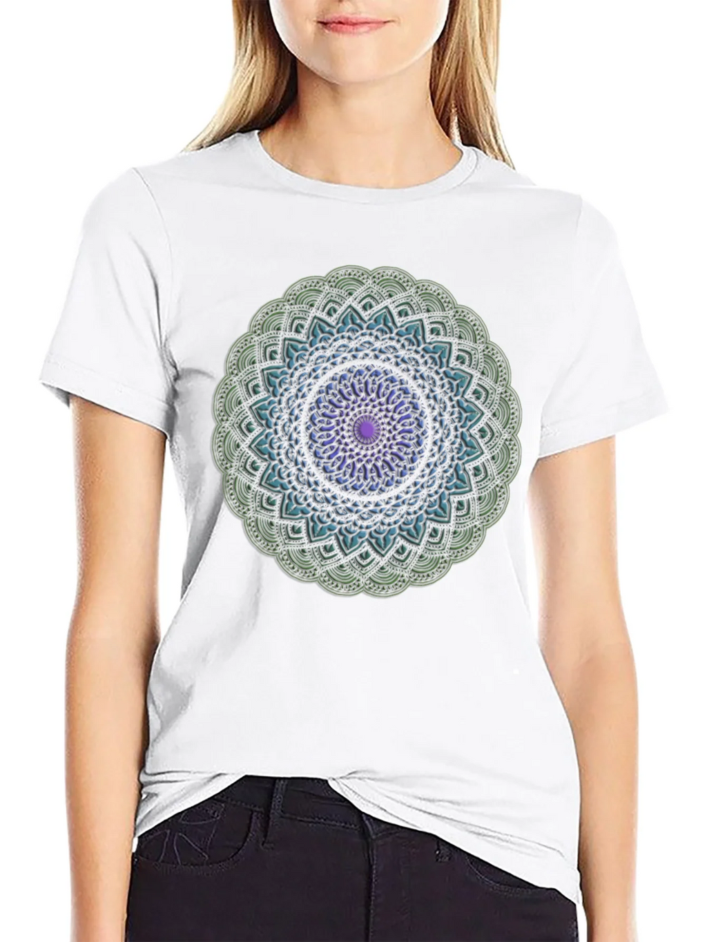 Mandala Design Black T-Shirt product image 8