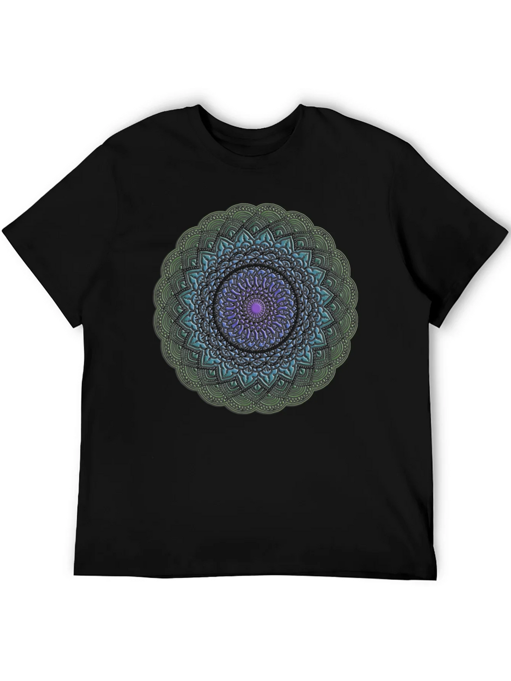 Mandala Design Black T-Shirt product image 5