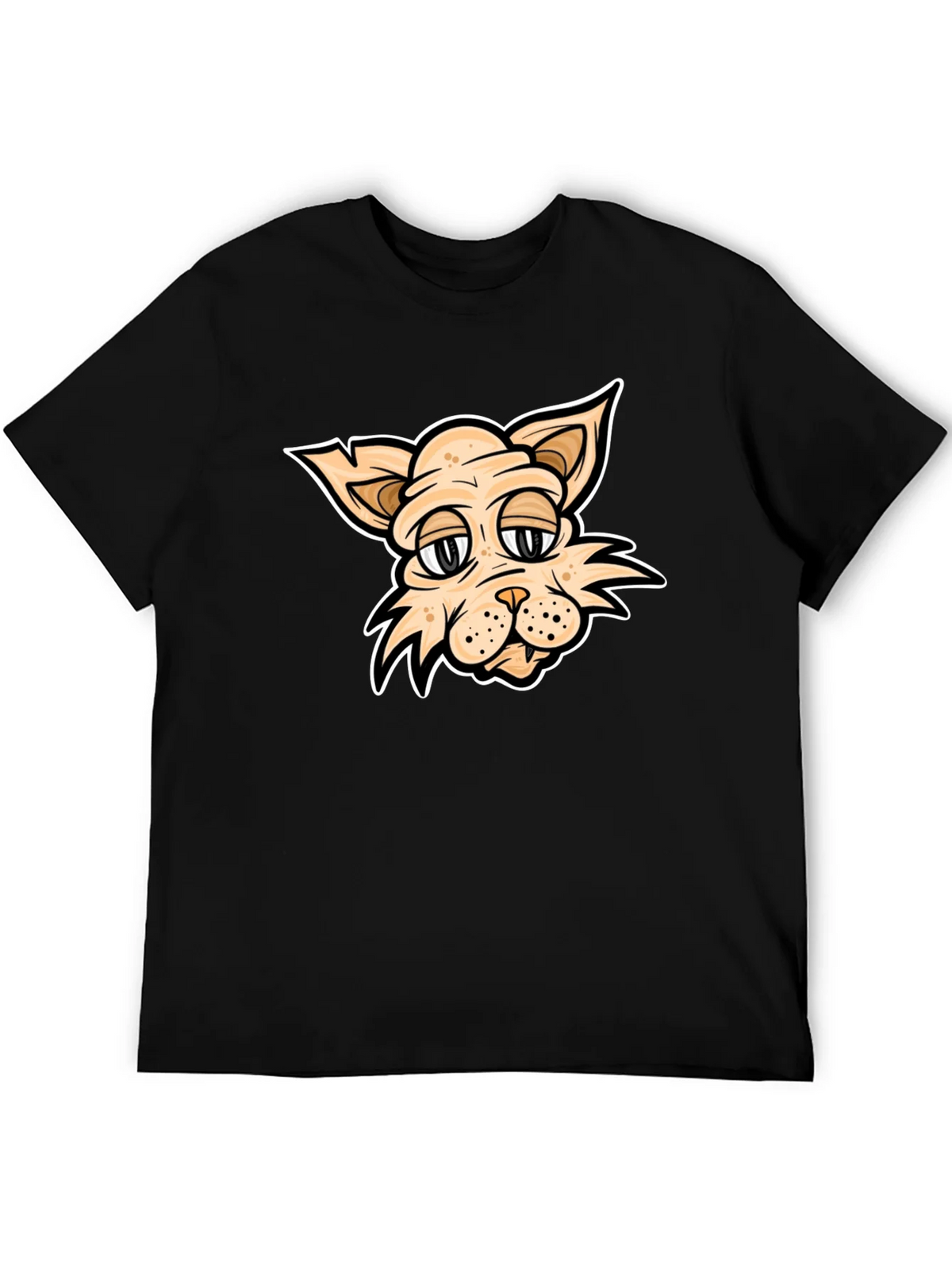 Cartoon Cat T-Shirt - Black Crew Neck product image 4