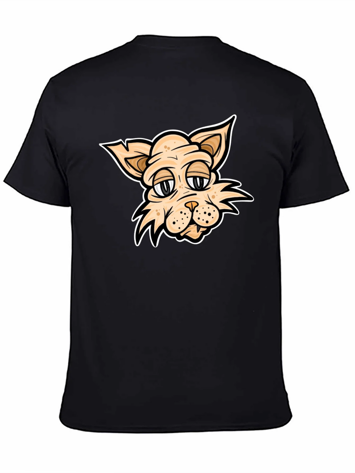 Cartoon Cat T-Shirt - Black Crew Neck product image 3