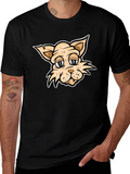 Cartoon Cat T-Shirt - Black Crew Neck product image 1