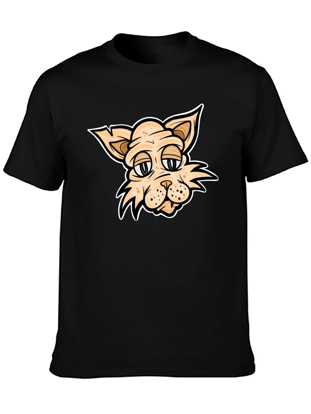 Cartoon Cat T-Shirt - Black Crew Neck product image 2