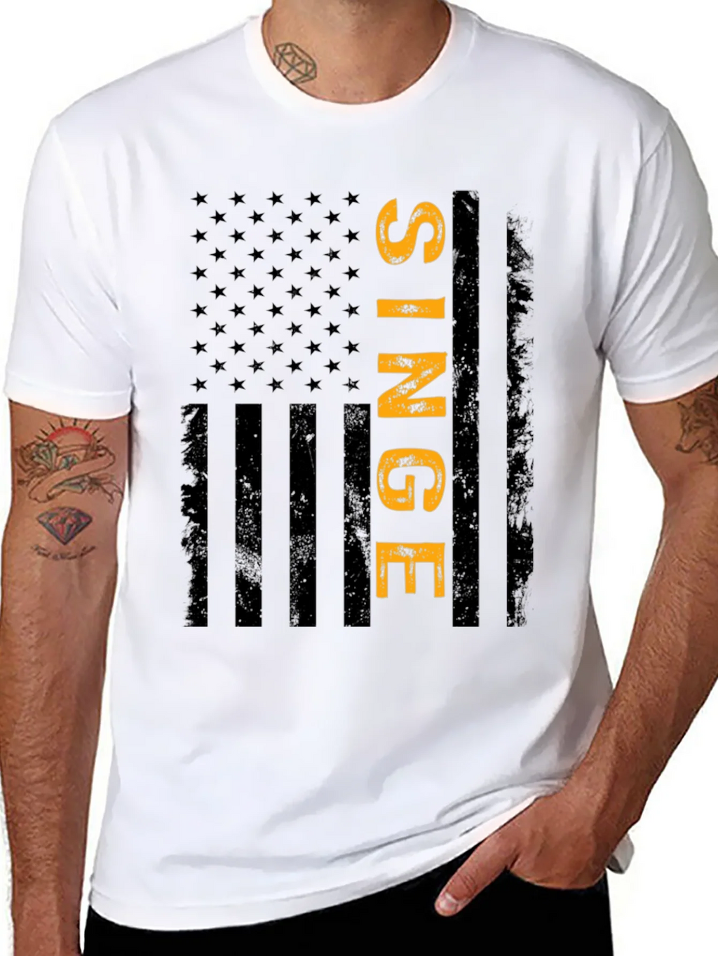 Single American Flag T-Shirt - Black product image 2