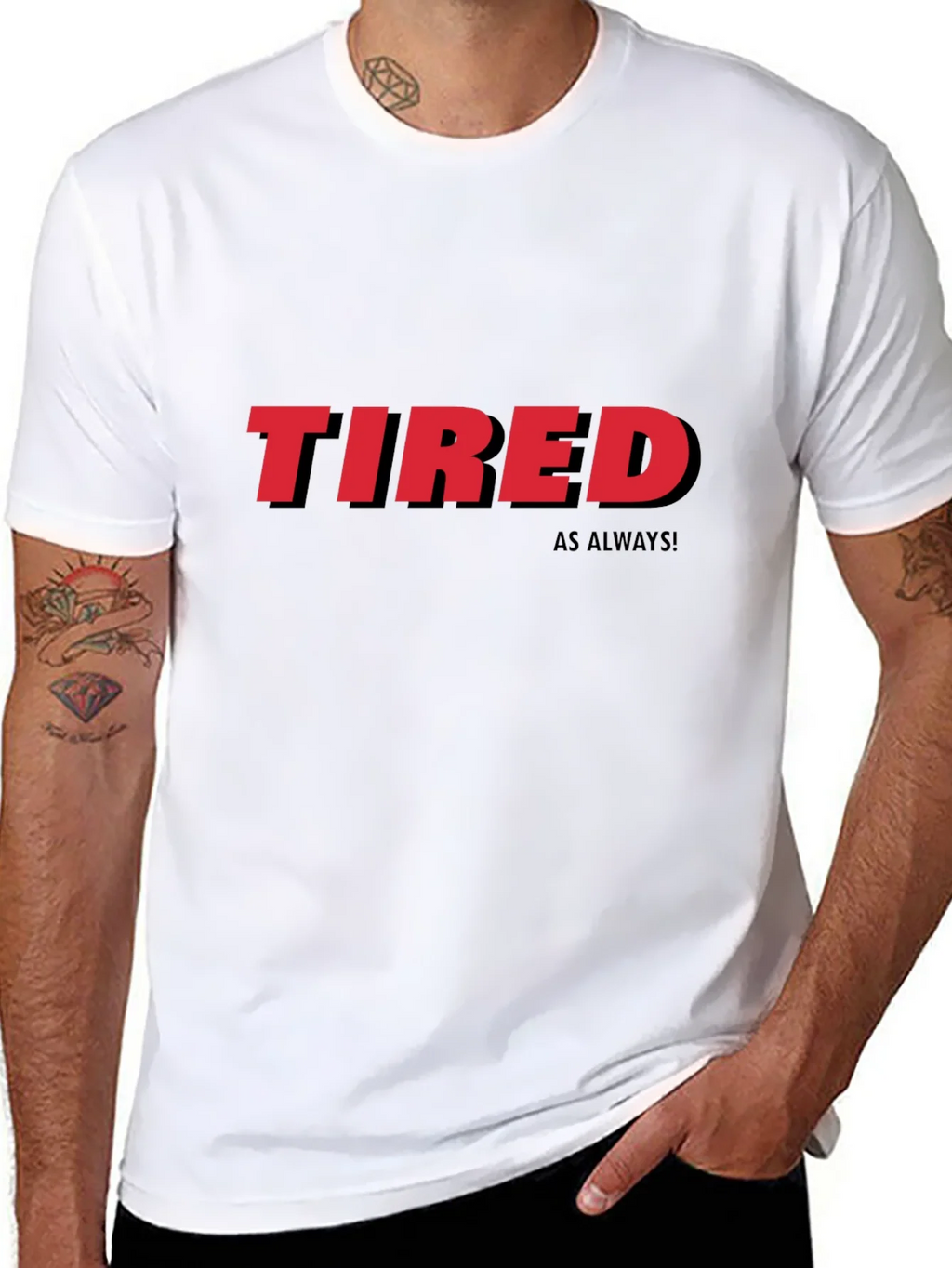 Tired As Always Graphic Tee - Black Cotton T-Shirt product image 7