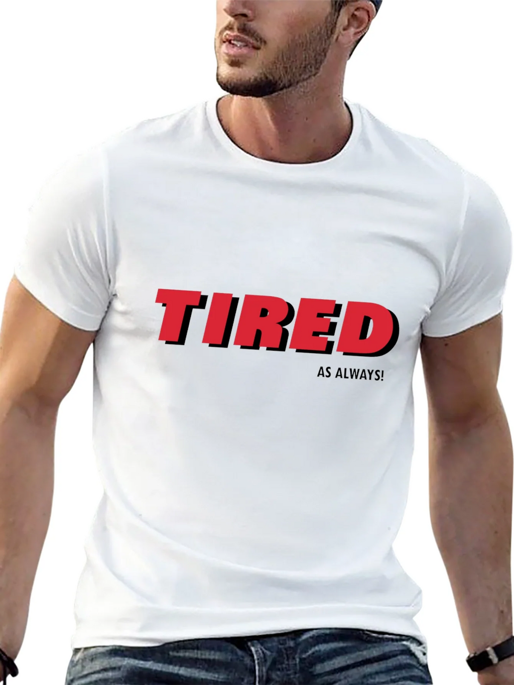 Tired As Always Graphic Tee - Black Cotton T-Shirt product image 12