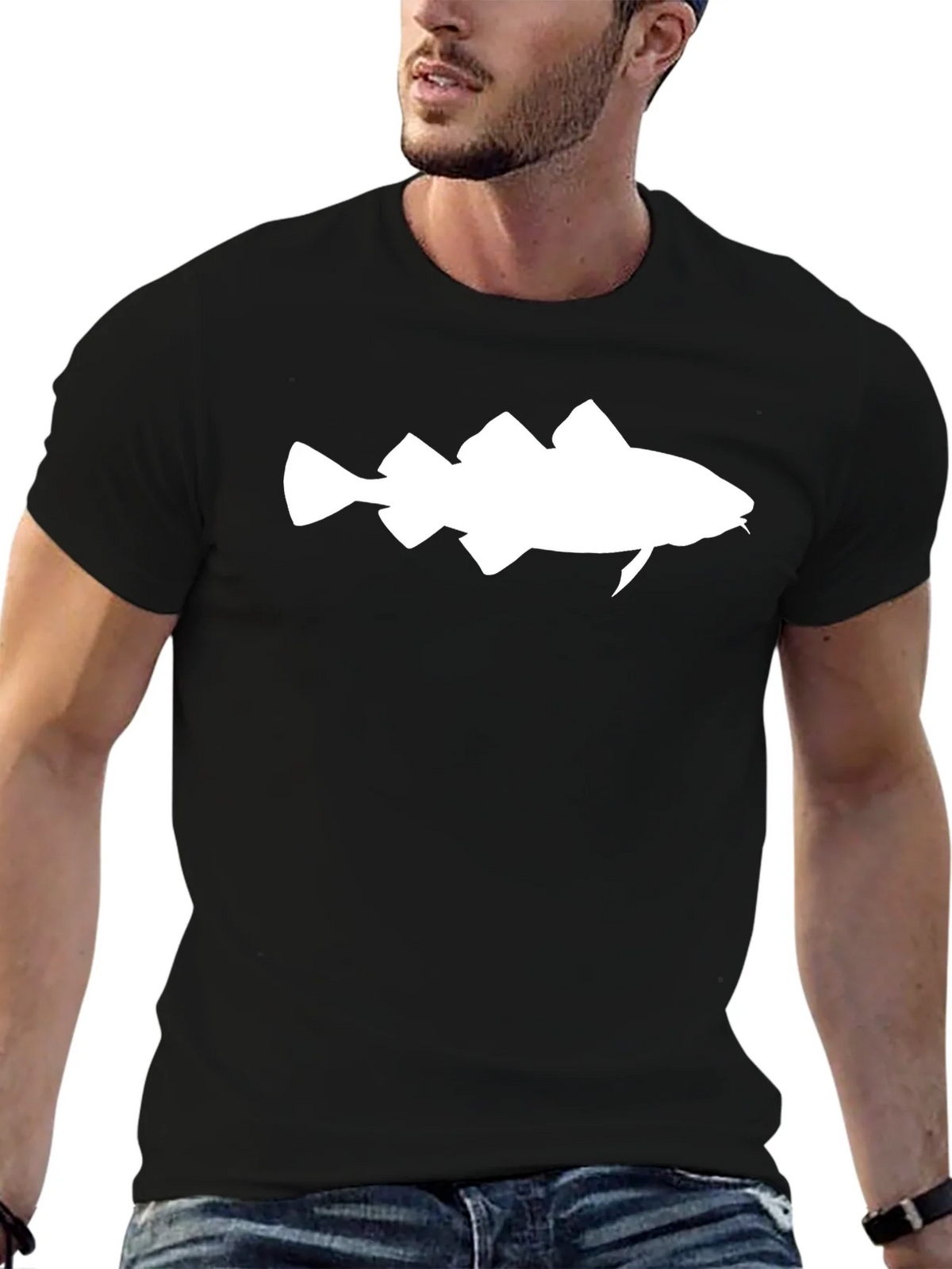 Mens Black Fish Graphic Tee product image 4