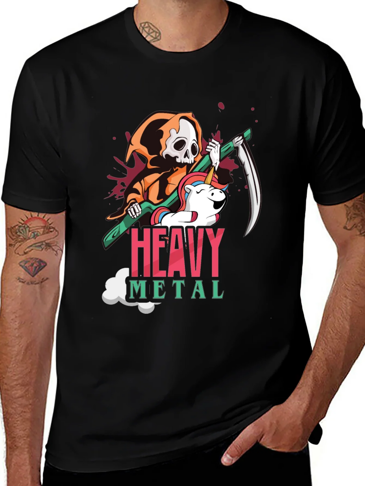 Heavy Metal Reaper Unicorn Graphic Tee - Black product image 1