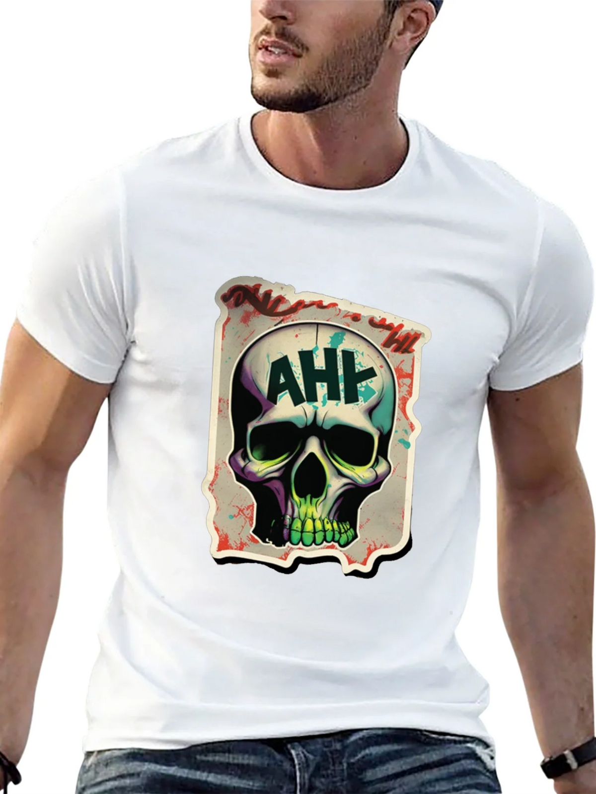 Edgy AH! Skull Graphic Tee product image 12