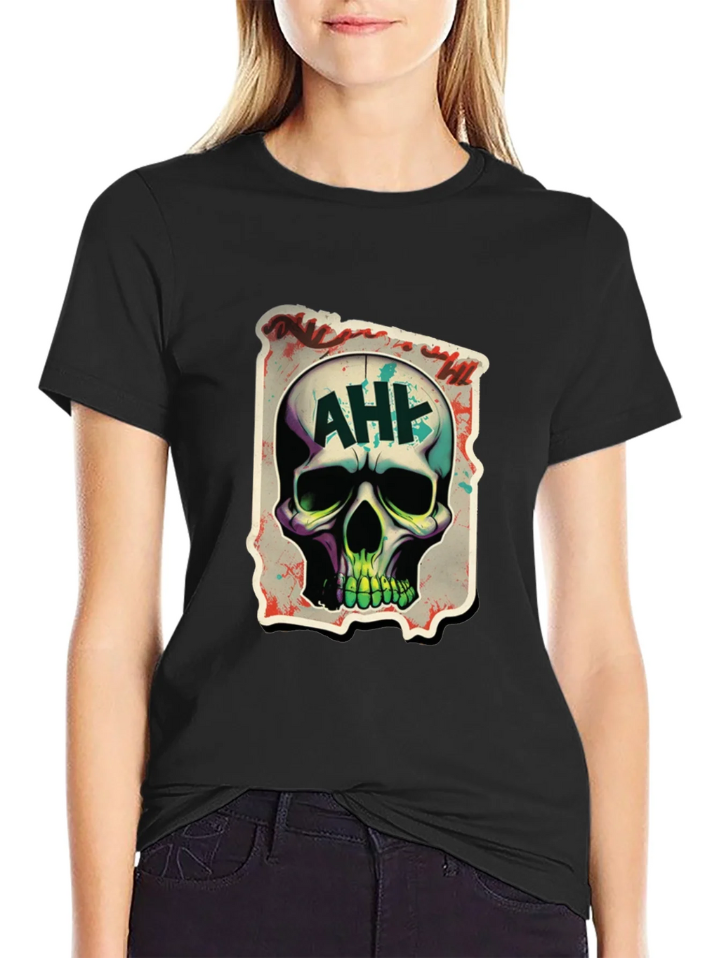 Edgy AH! Skull Graphic Tee product image 2