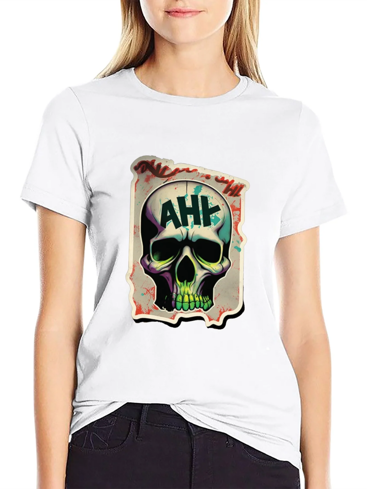 Edgy AH! Skull Graphic Tee product image 8