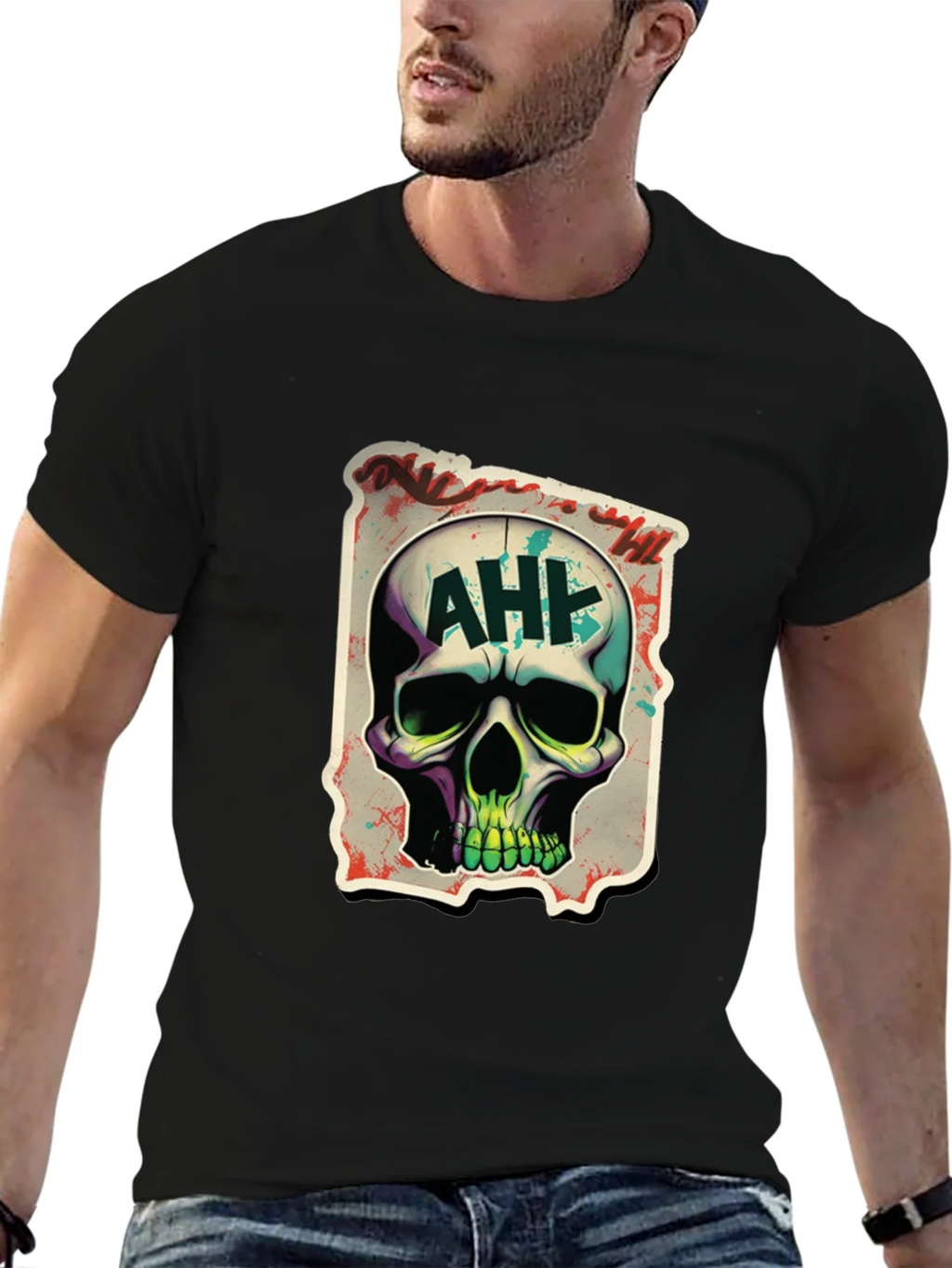 Edgy AH! Skull Graphic Tee product image 6