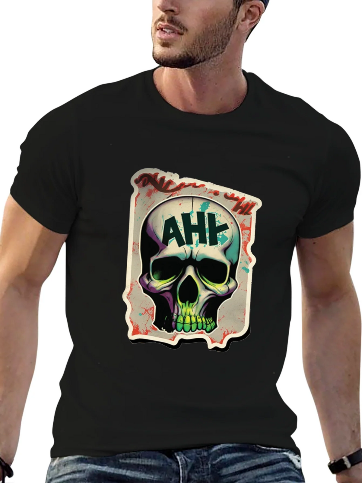 Edgy AH! Skull Graphic Tee product image 6