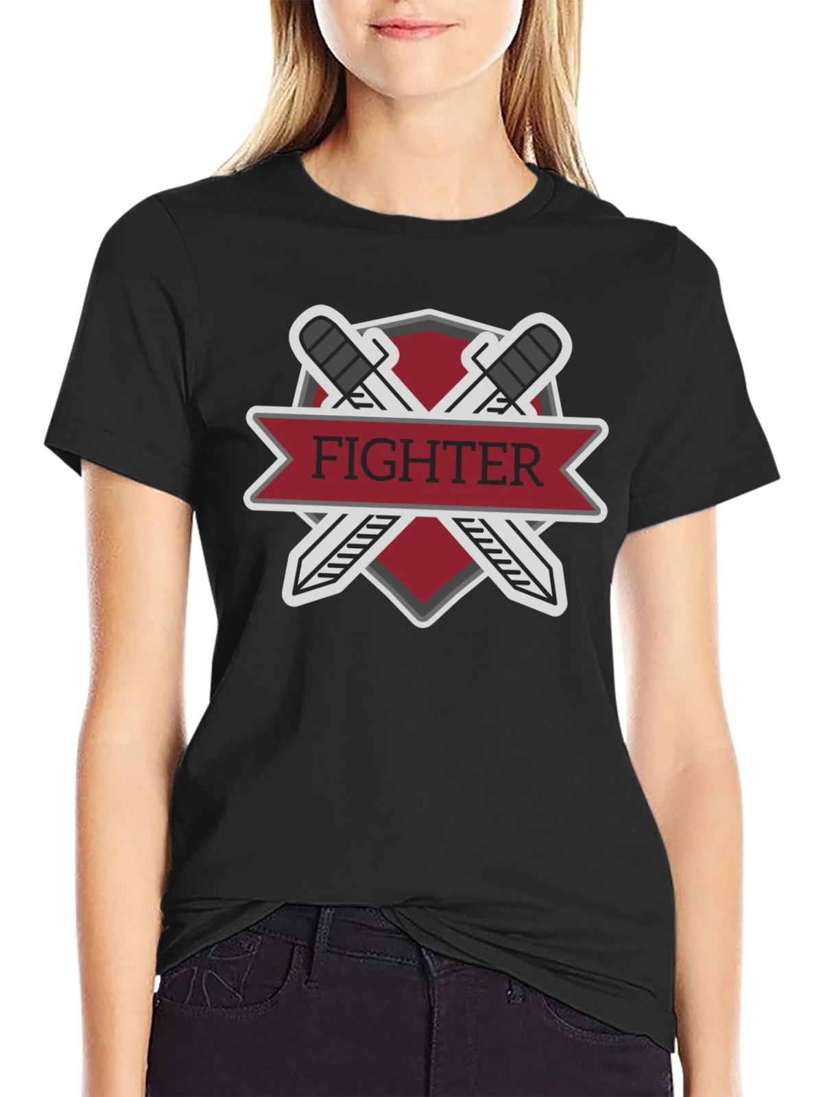 Fighter Sword Emblem Black T-Shirt product image 1
