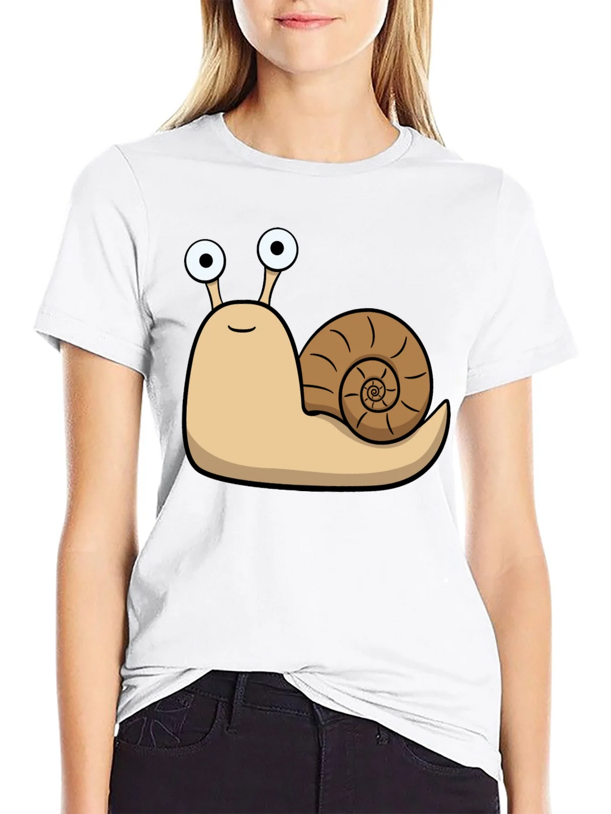 Cartoon Snail Graphic Black T-Shirt product image 8