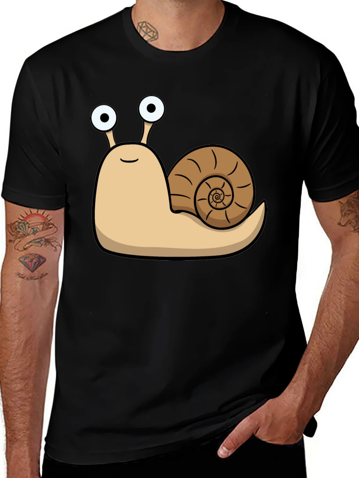 Cartoon Snail Graphic Black T-Shirt product image 1