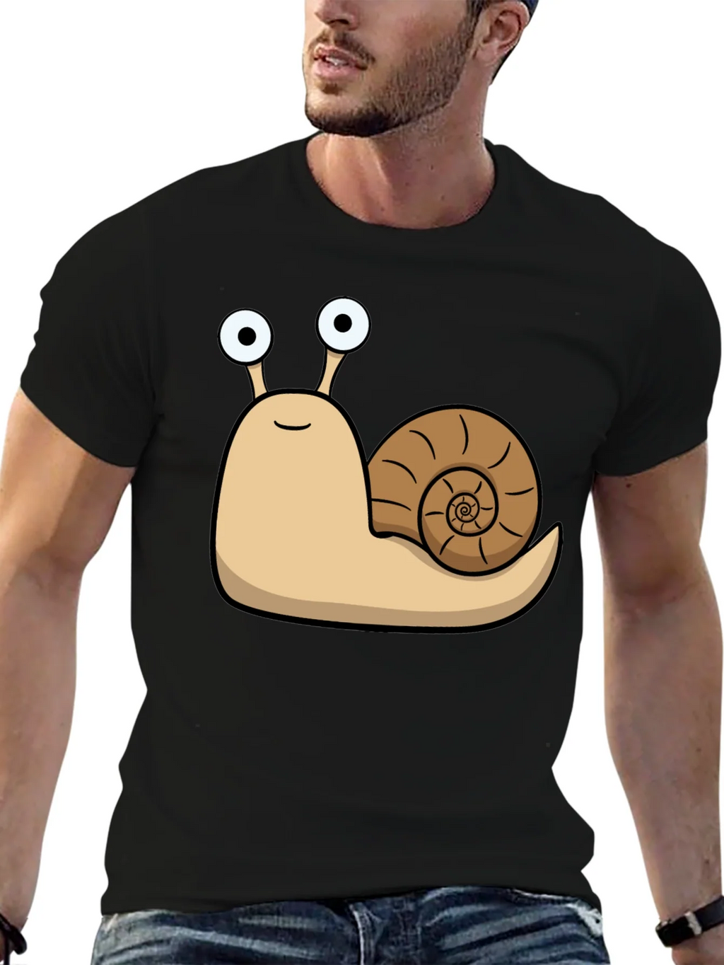 Cartoon Snail Graphic Black T-Shirt product image 6