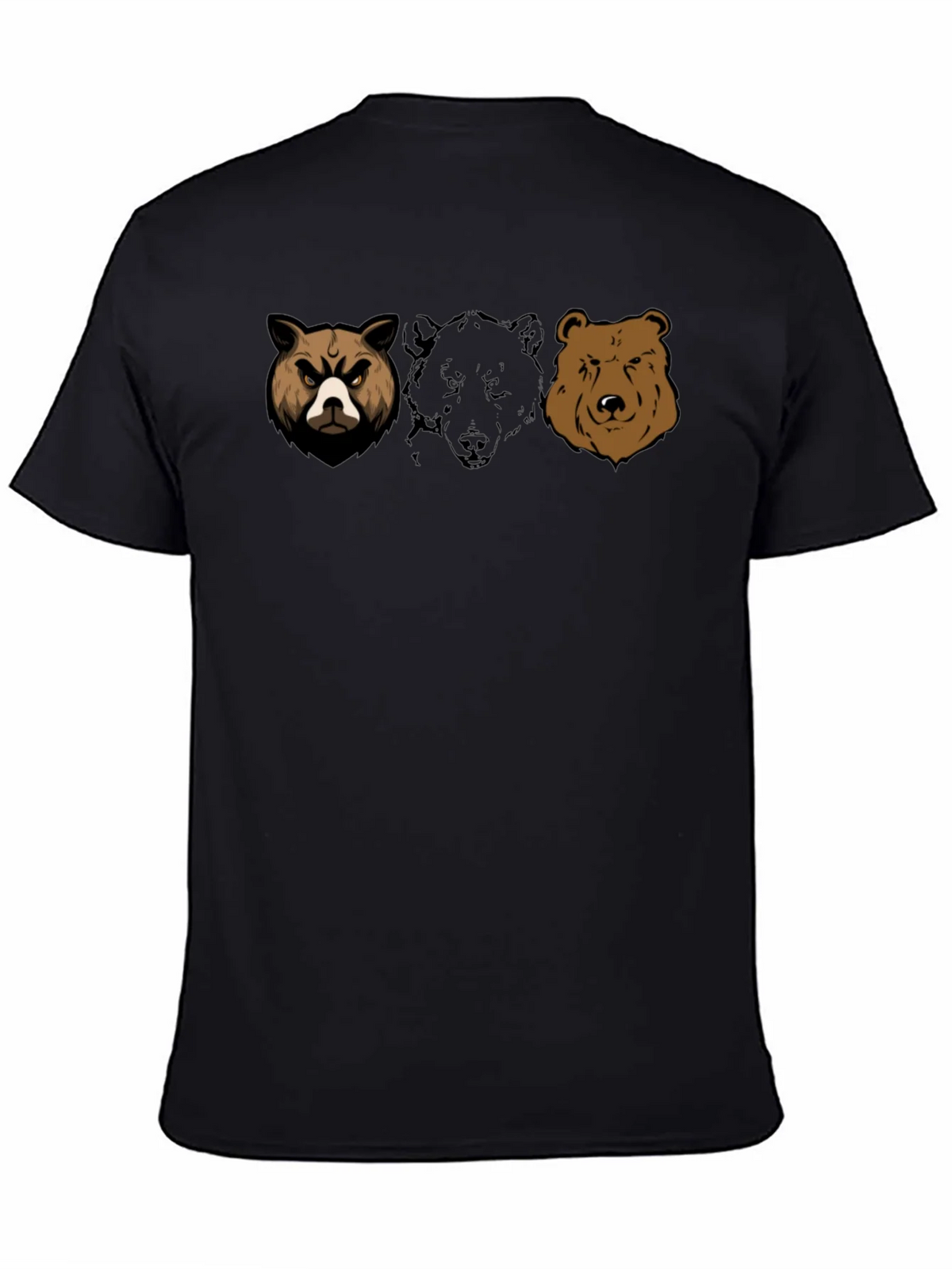 Bear Trio Graphic T-Shirt - Black Cotton Tee product image 4