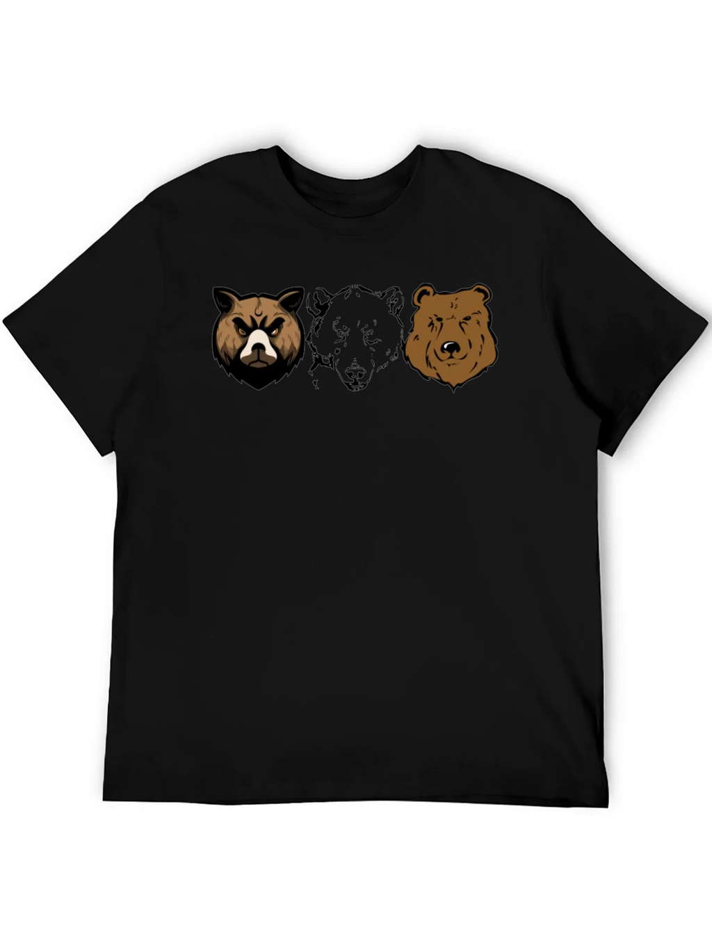 Bear Trio Graphic T-Shirt - Black Cotton Tee product image 5