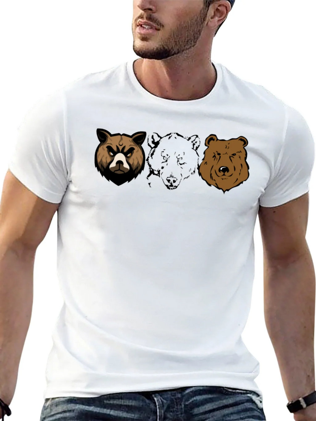Bear Trio Graphic T-Shirt - Black Cotton Tee product image 12