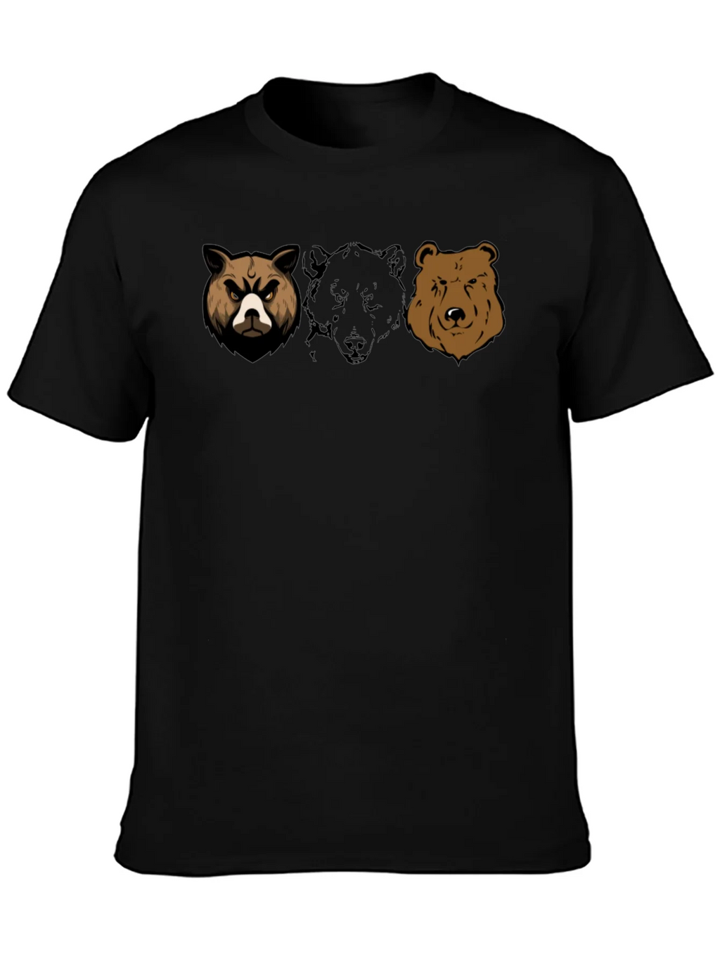 Bear Trio Graphic T-Shirt - Black Cotton Tee product image 3