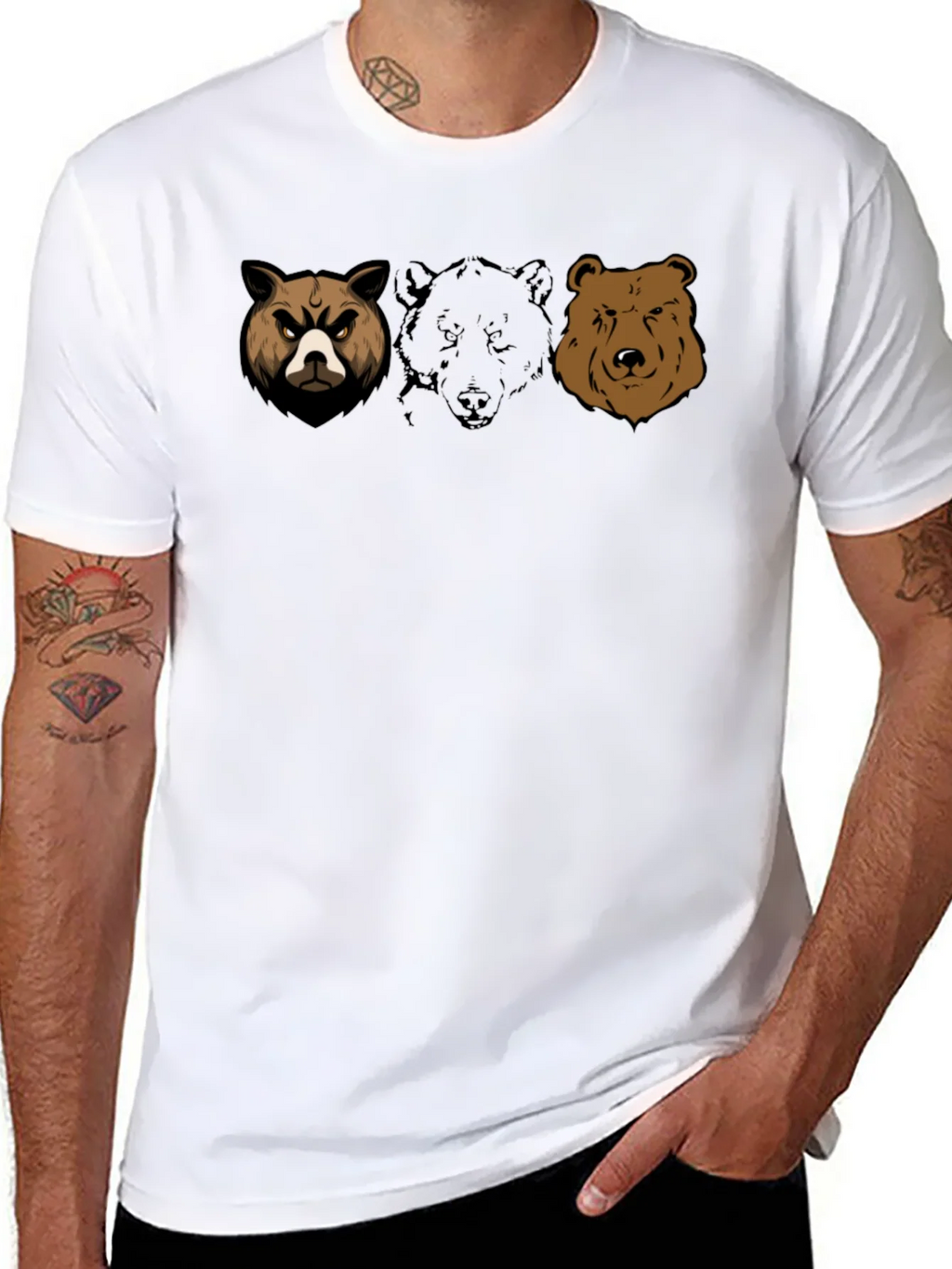 Bear Trio Graphic T-Shirt - Black Cotton Tee product image 7
