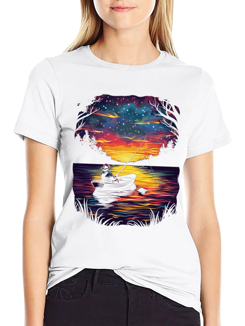 Fisherman Night Sky Graphic T-Shirt product image 5