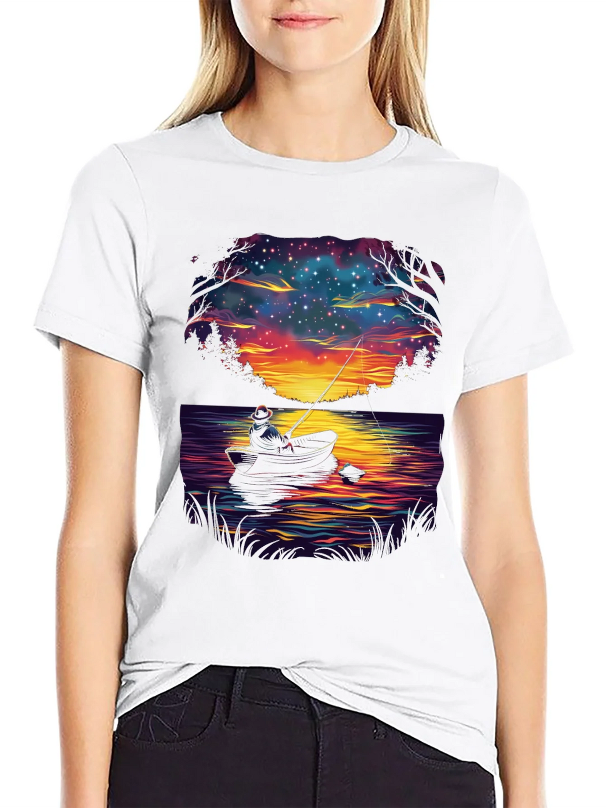 Fisherman Night Sky Graphic T-Shirt product image 5