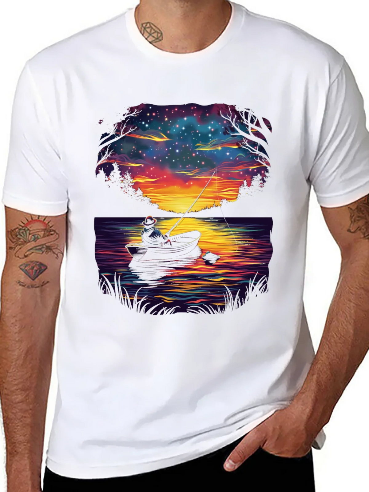 Fisherman Night Sky Graphic T-Shirt product image 4