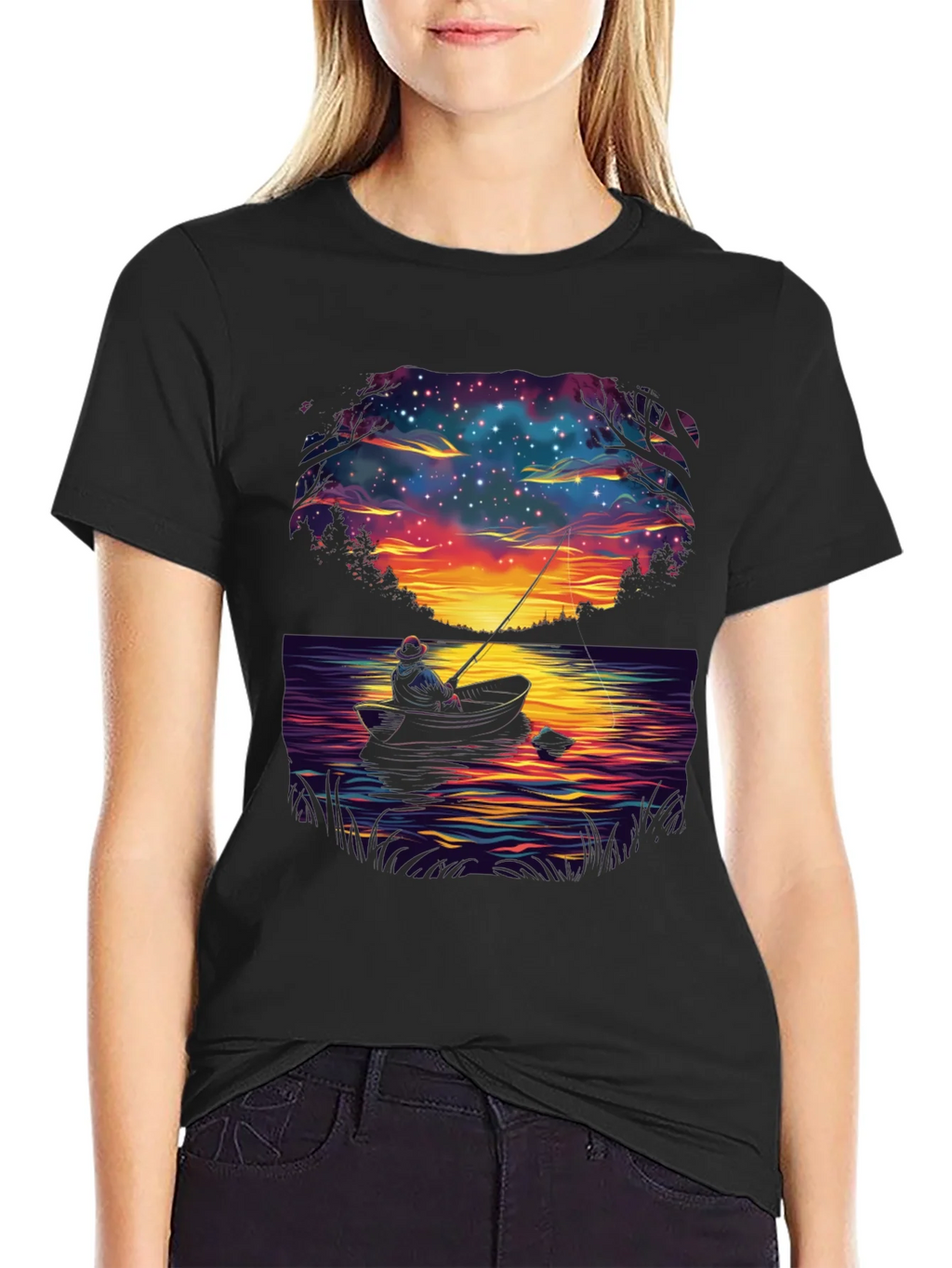 Fisherman Night Sky Graphic T-Shirt product image 2