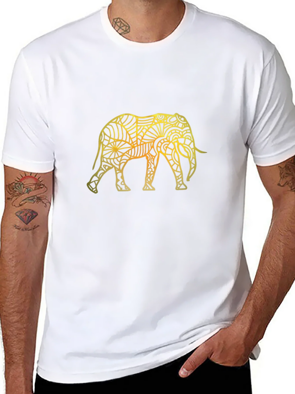 Elephant Mandala Graphic T-Shirt - Black product image 2