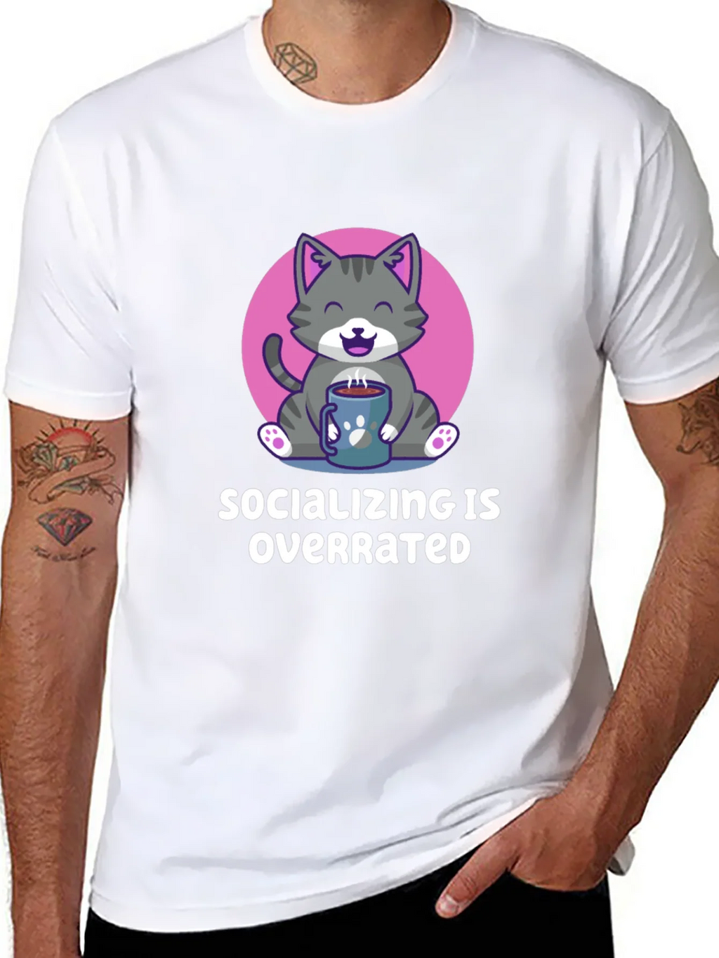 Socializing Is Overrated Cat T-Shirt product image 3
