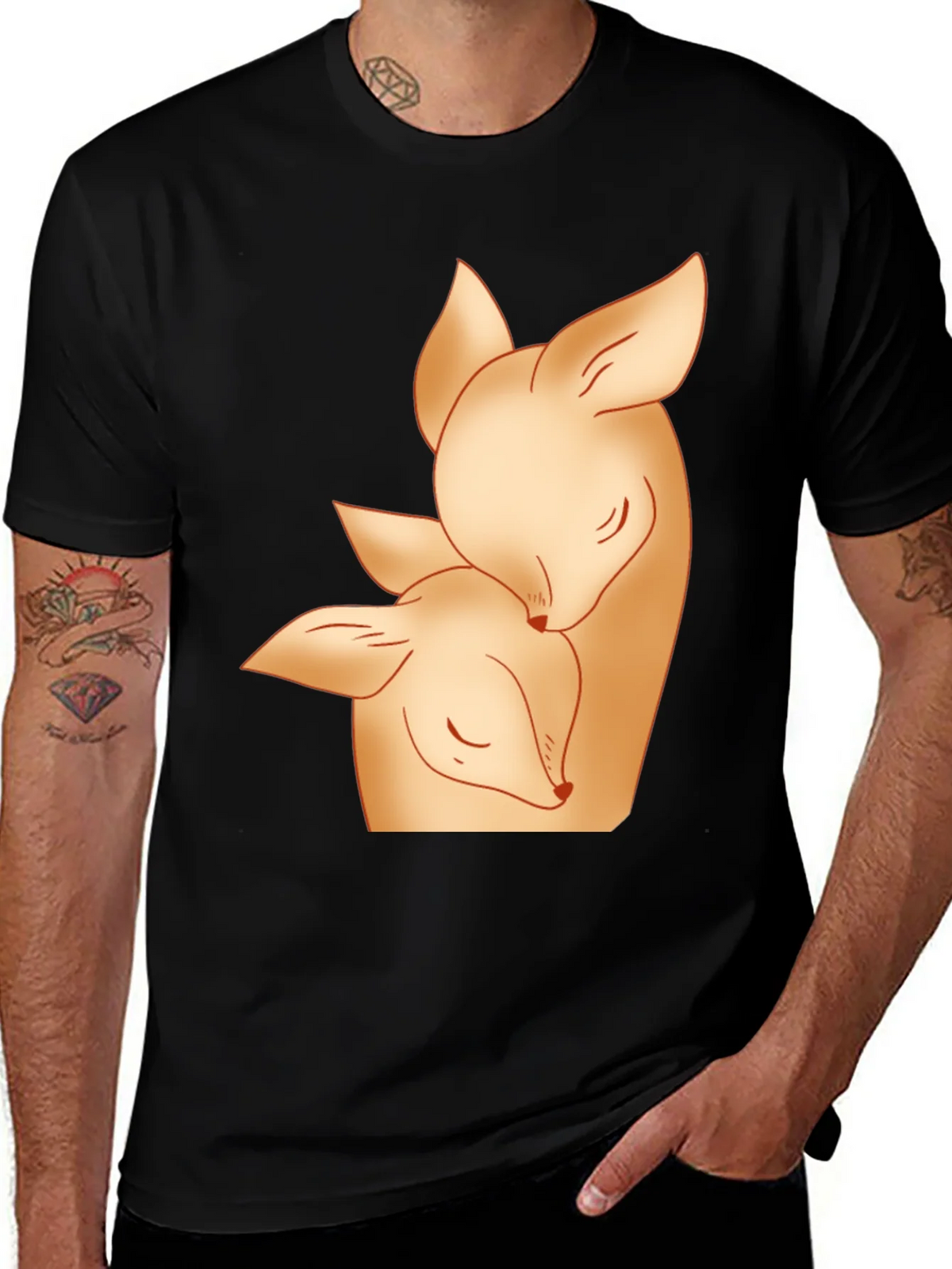 Deer Mom and Fawn Black Graphic Tee product image 1