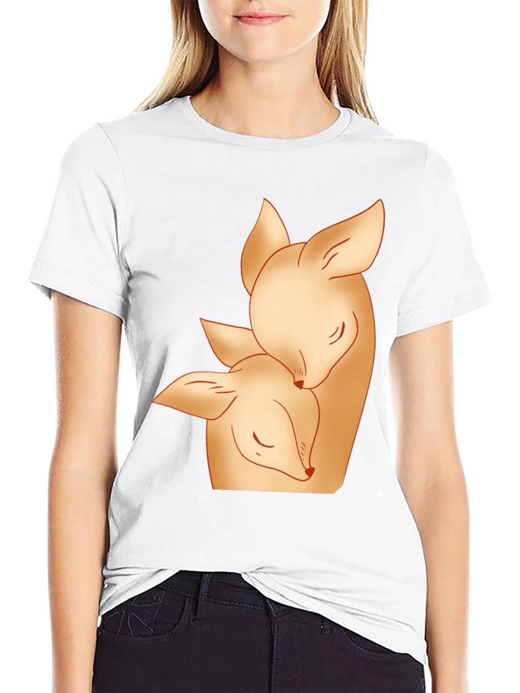 Deer Mom and Fawn Black Graphic Tee product image 8