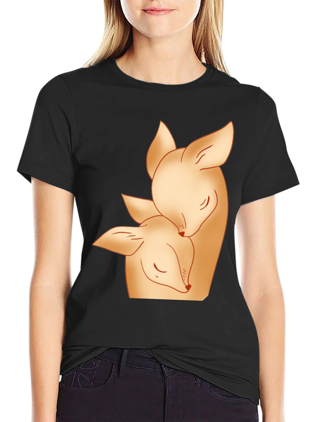 Deer Mom and Fawn Black Graphic Tee product image 2