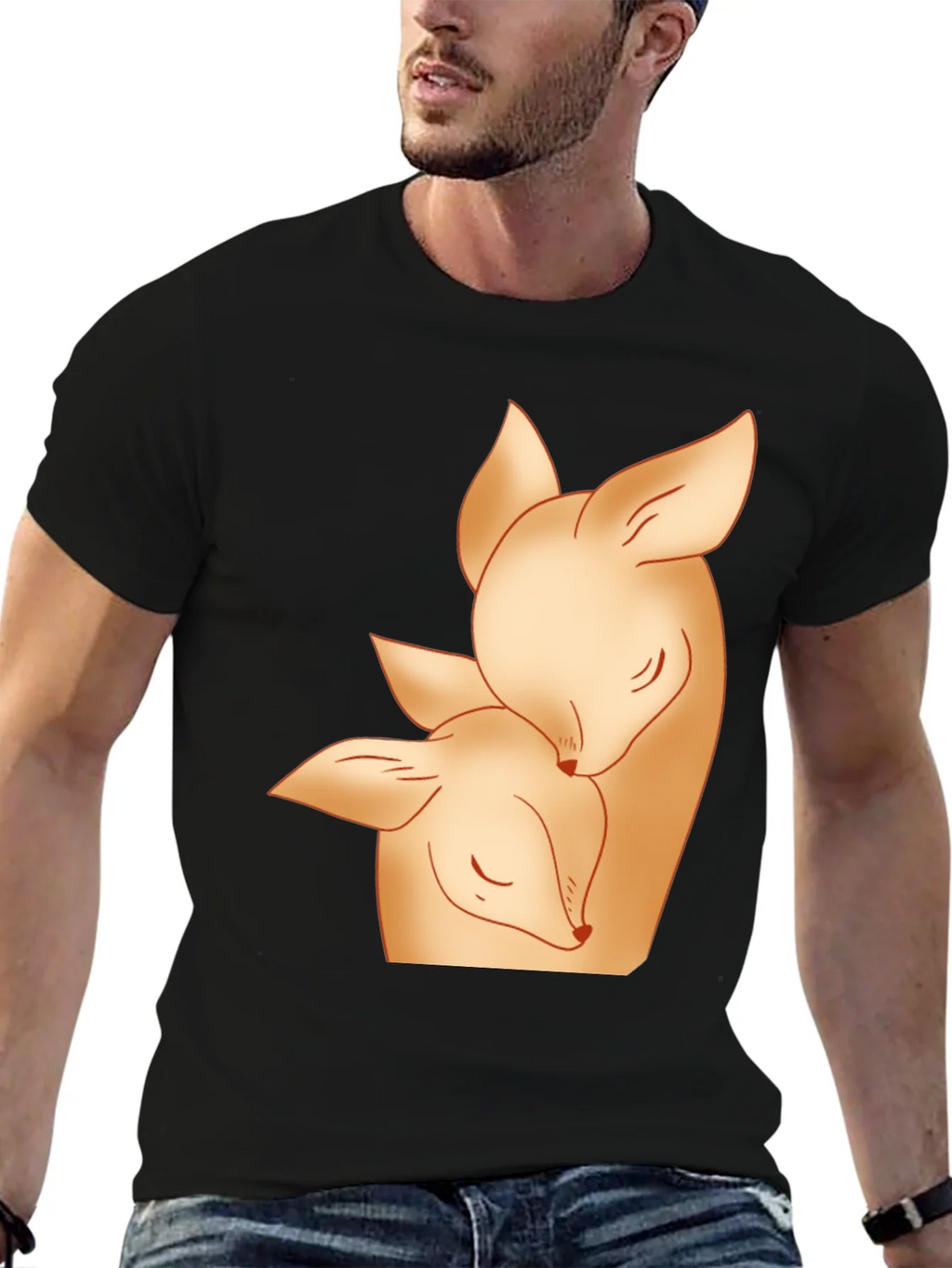 Deer Mom and Fawn Black Graphic Tee product image 6