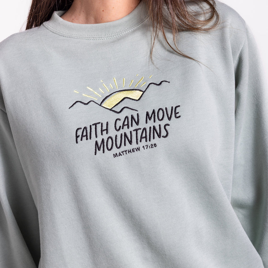 Faith Can Move Mountains Embroidered Crewneck Sweatshirt