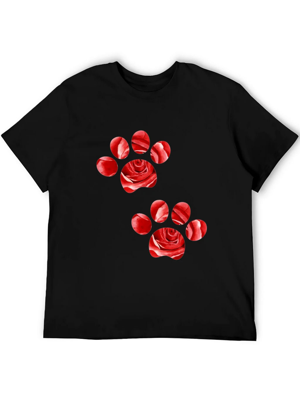 Rose Paw Print Black T-Shirt product image 2