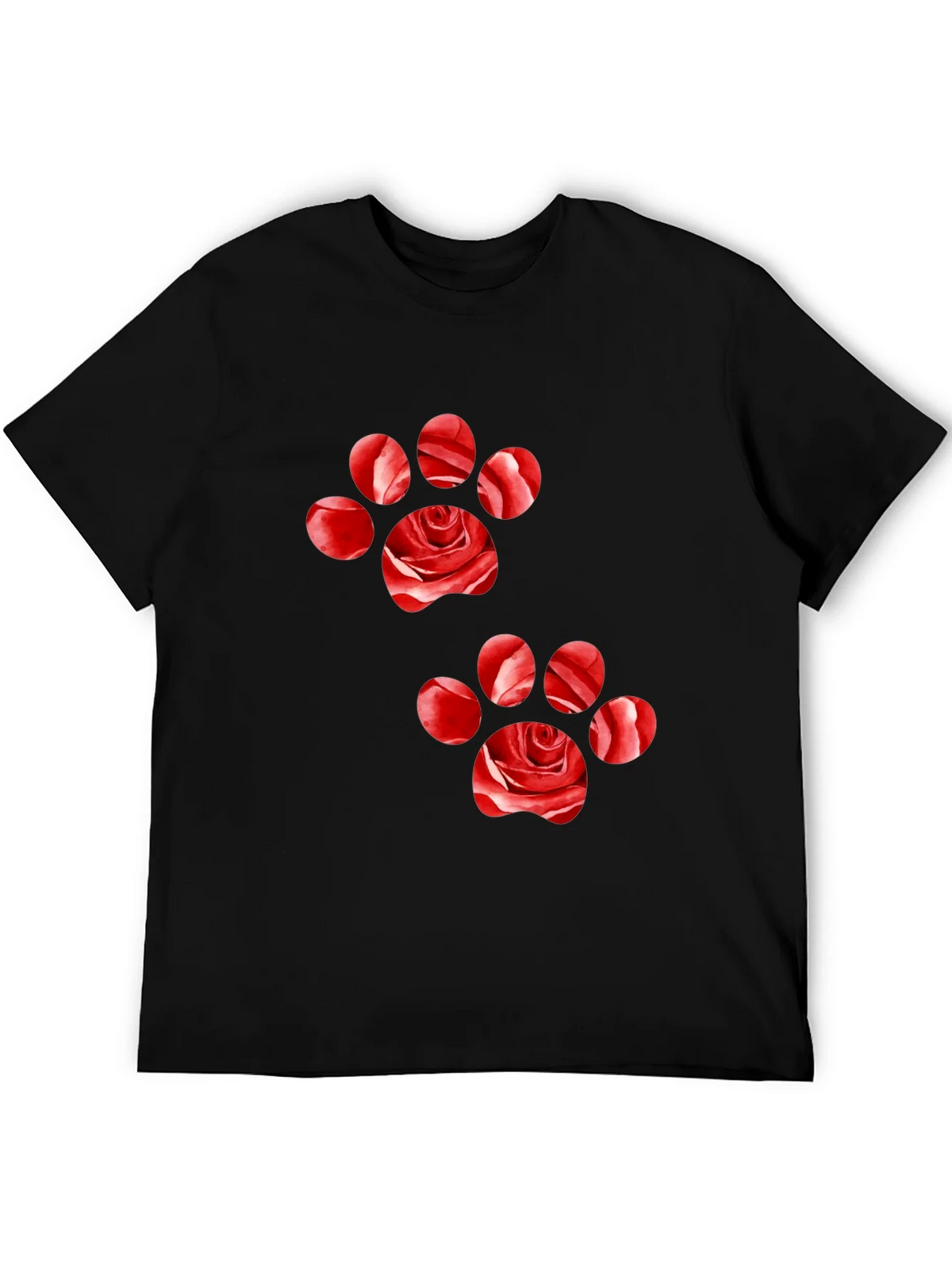 Rose Paw Print Black T-Shirt product image 2