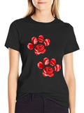 Rose Paw Print Black T-Shirt product image 1