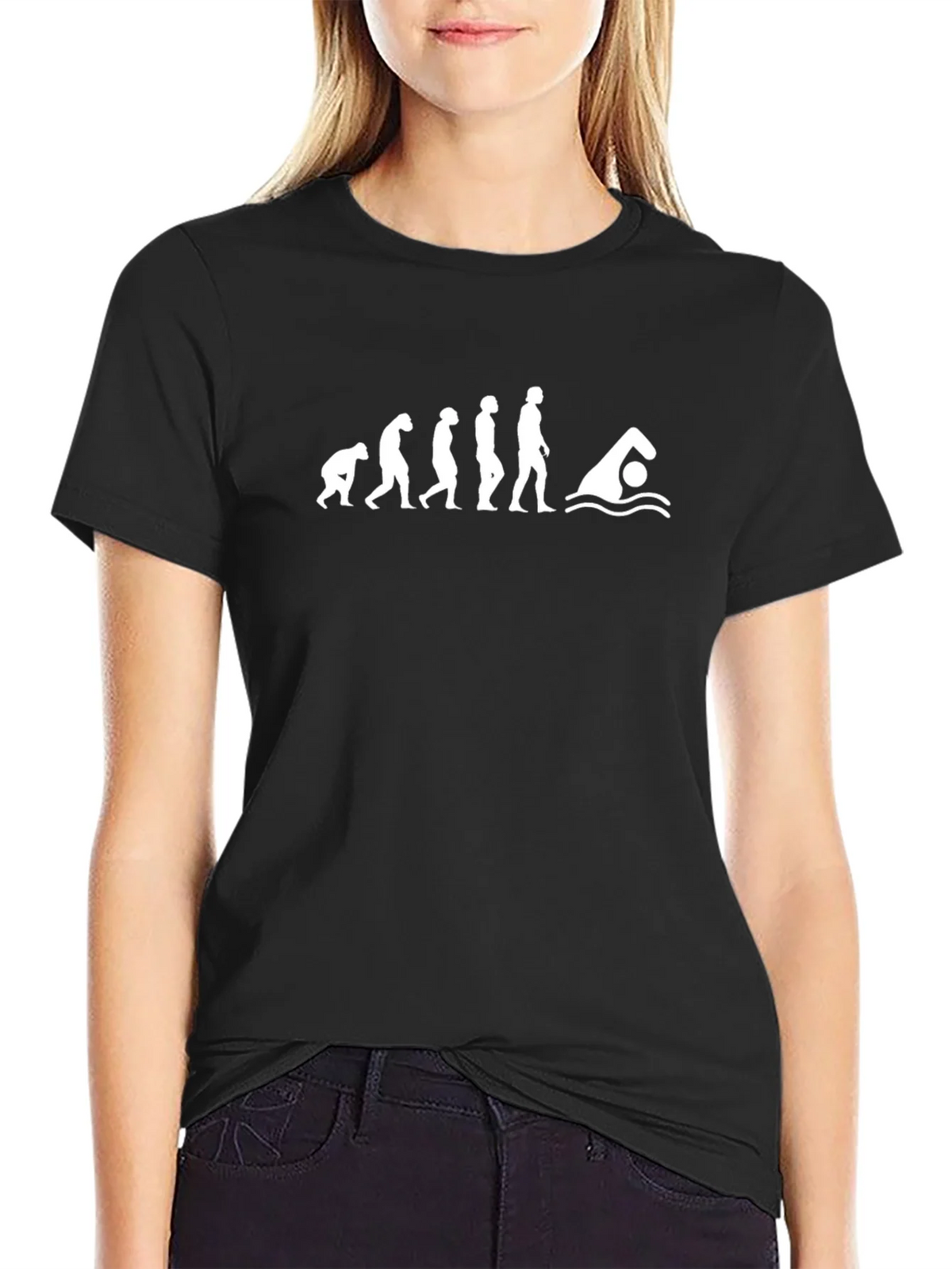 Evolution of Swimmer Black T-Shirt product image 1